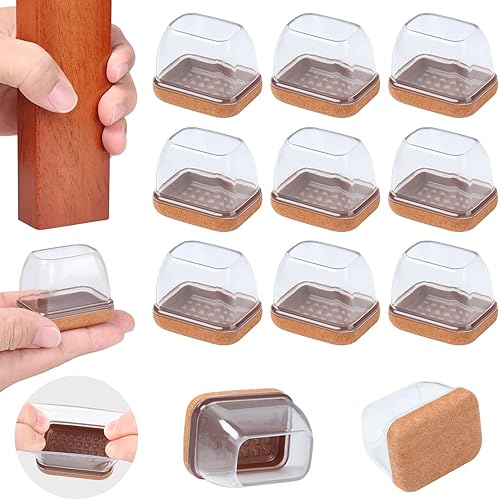 16 tapas rectangulares para patas de silla, fundas para patas de muebles con fieltro, protectores de suelo para patas de silla para patio e
