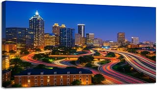 Canvas 30x60 Wall Art for Bedroom Atlanta Georgia Skyline Framed Art Prints Wall Decor for Living Room Ready to Hang Western Home Decor Bathroom Office