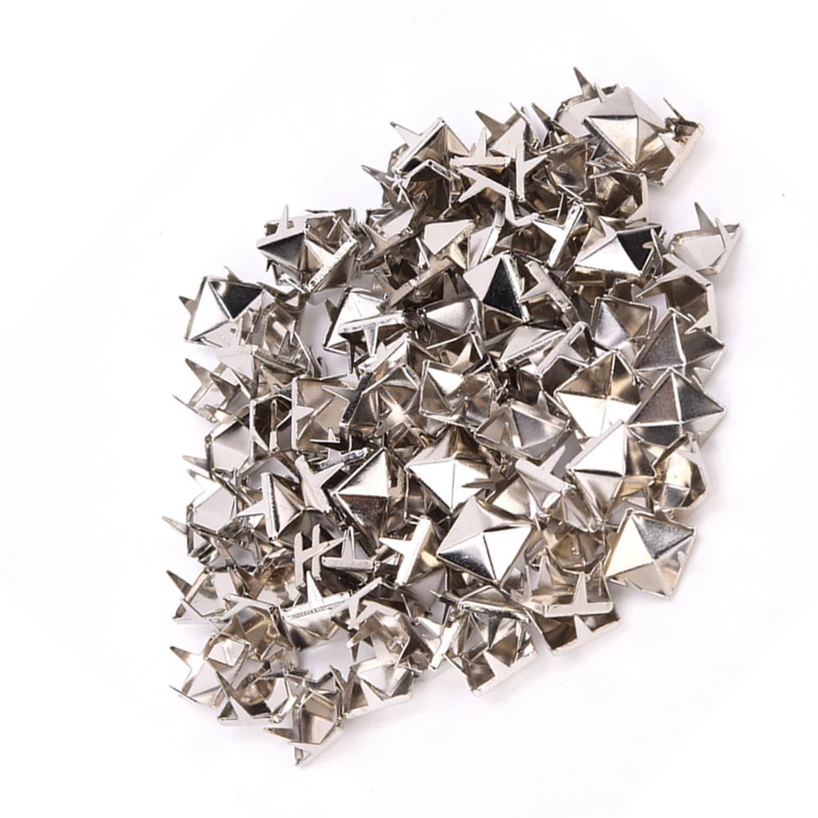 Metalowe Nity Kwadratowe Mosiądz Miedź Ozdobne ćwieki 9 Mm 100 Zestawów w Kolorze Złotym Srebrny Kolor Pistoletu Brąz do Rzemiosła Skórzanego Torby Buty Odzież Producenci i Naprawy (SILVER)