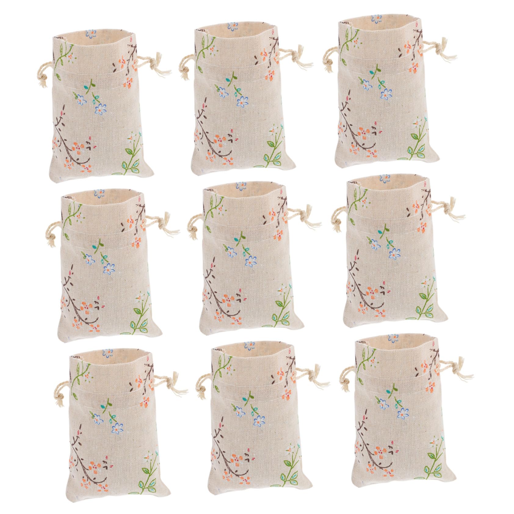 FONDOTIN 50 Stück Chinesischer Stil Baumwoll säckchen mit Zugband Bedruckt mit Blumenranken motiv Umweltfreundliche Elegante Jutebeutel für Schmuck DIY Hochzeit Party Geschenkbeutel