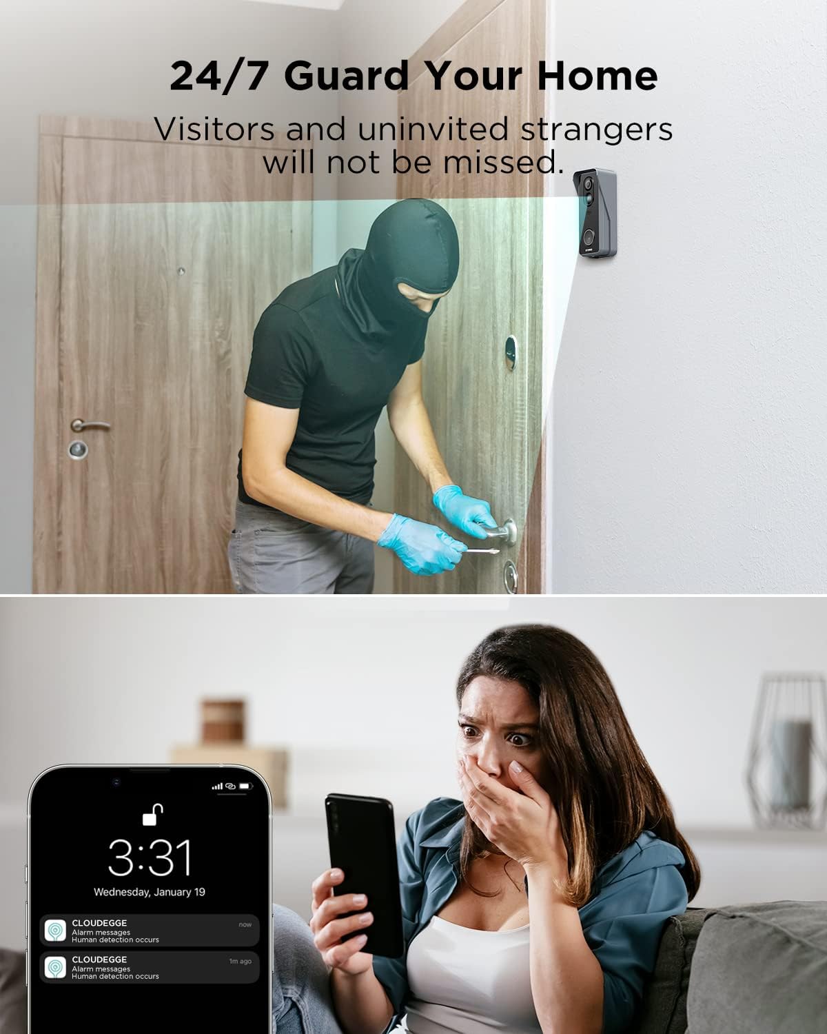 CEYOMUR video doorbell detecting motion and sending alerts