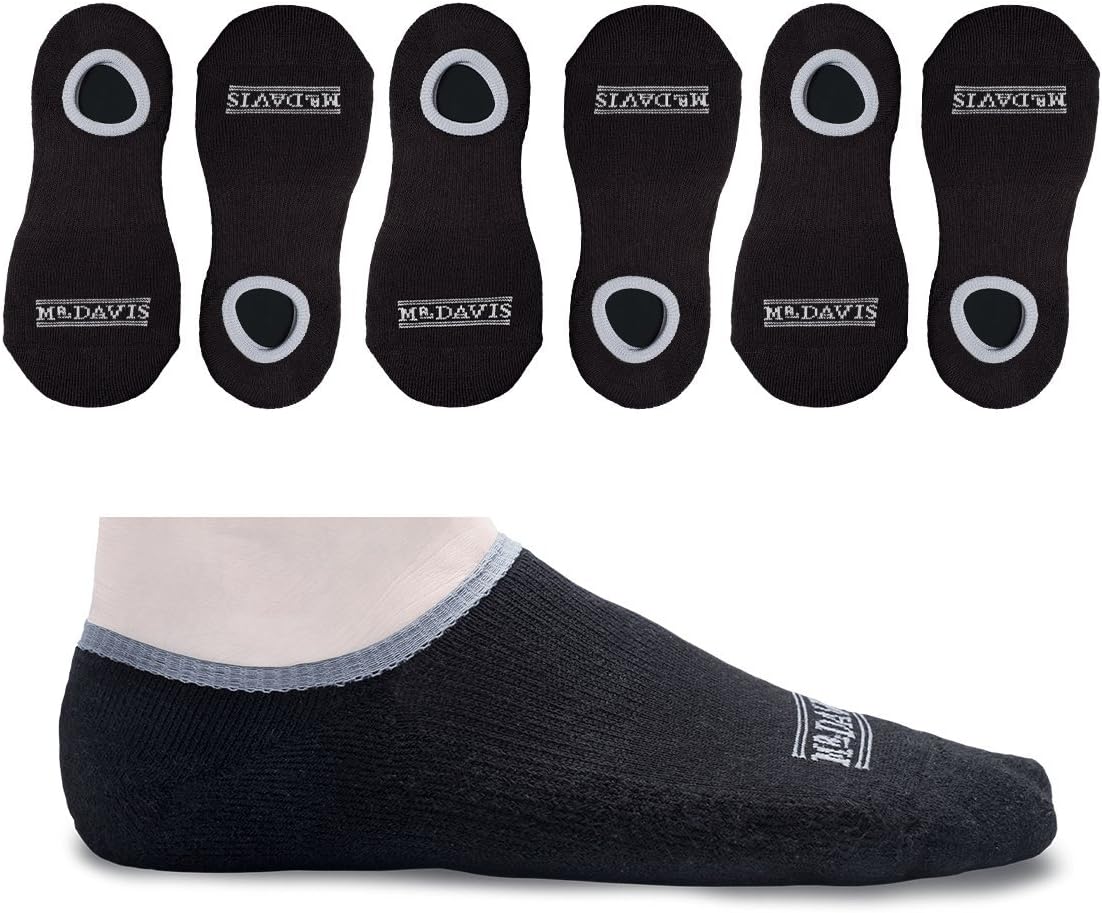 Mr. Davis Clothing Company Performance No Show Socks, Moisture Wicking, Unisex, Comfortable Socks, 6 Pack