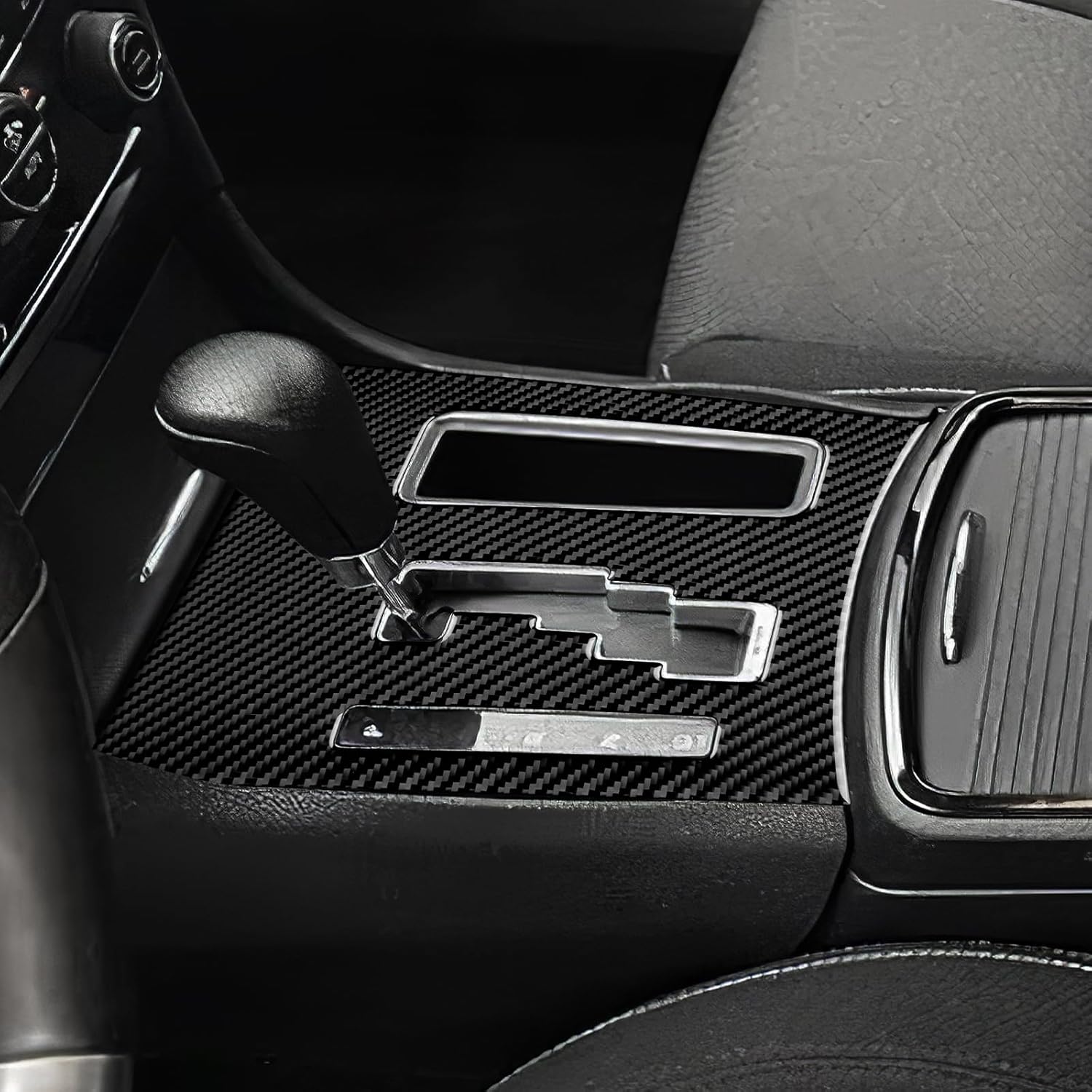 for Chrysler 300 300C (2011-2014) Gear Shift Panel Cover Carbon Fiber Frame, Center Console Decor Panel Protect Car Interior Trim Accessories, Black (Size A)
