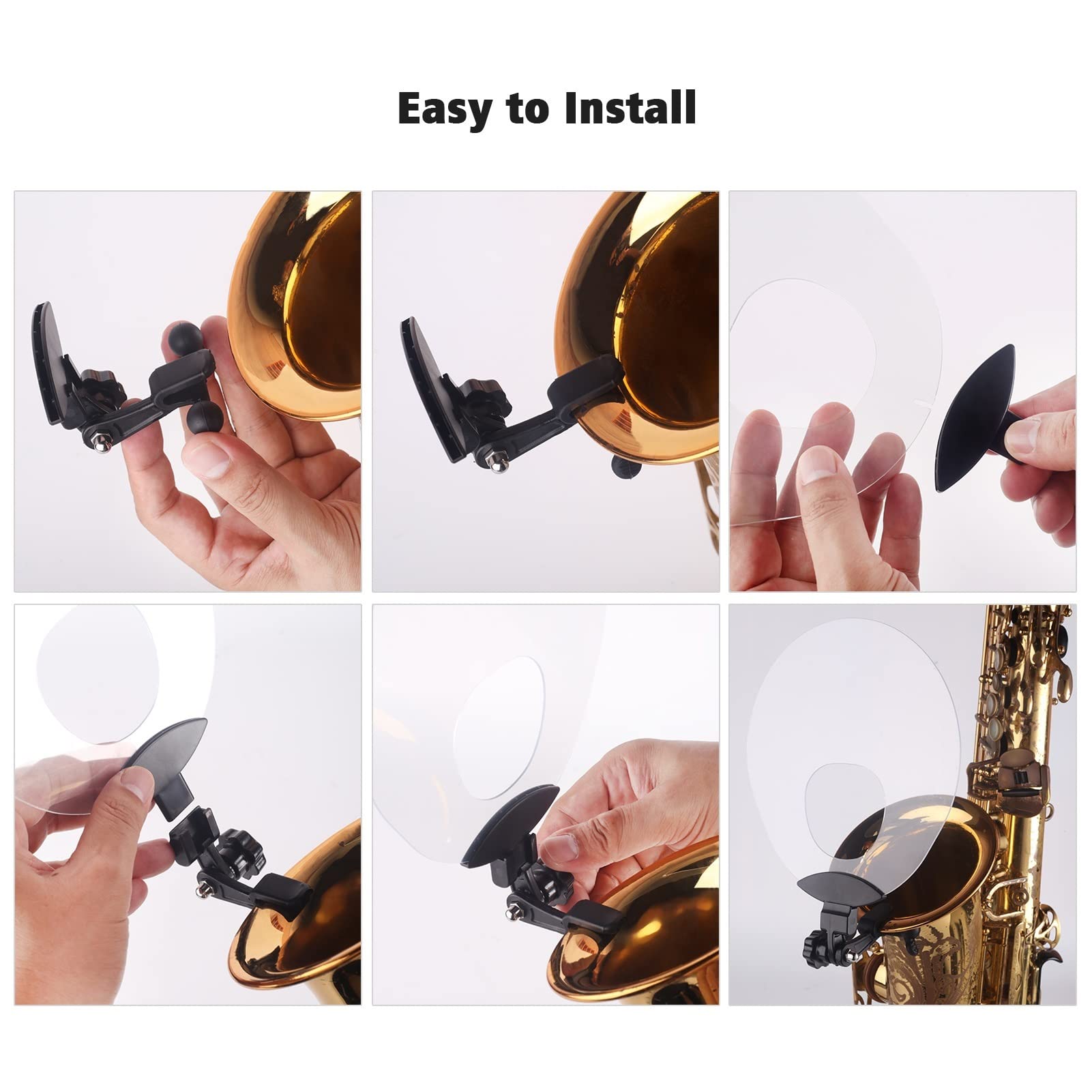 Desviador De Saxofón Deflector De Sonido Blindaje con Mute Y Refleja Las Funciones De Sonido para El Instrumento De Viento Juego reemplazo de saxofón