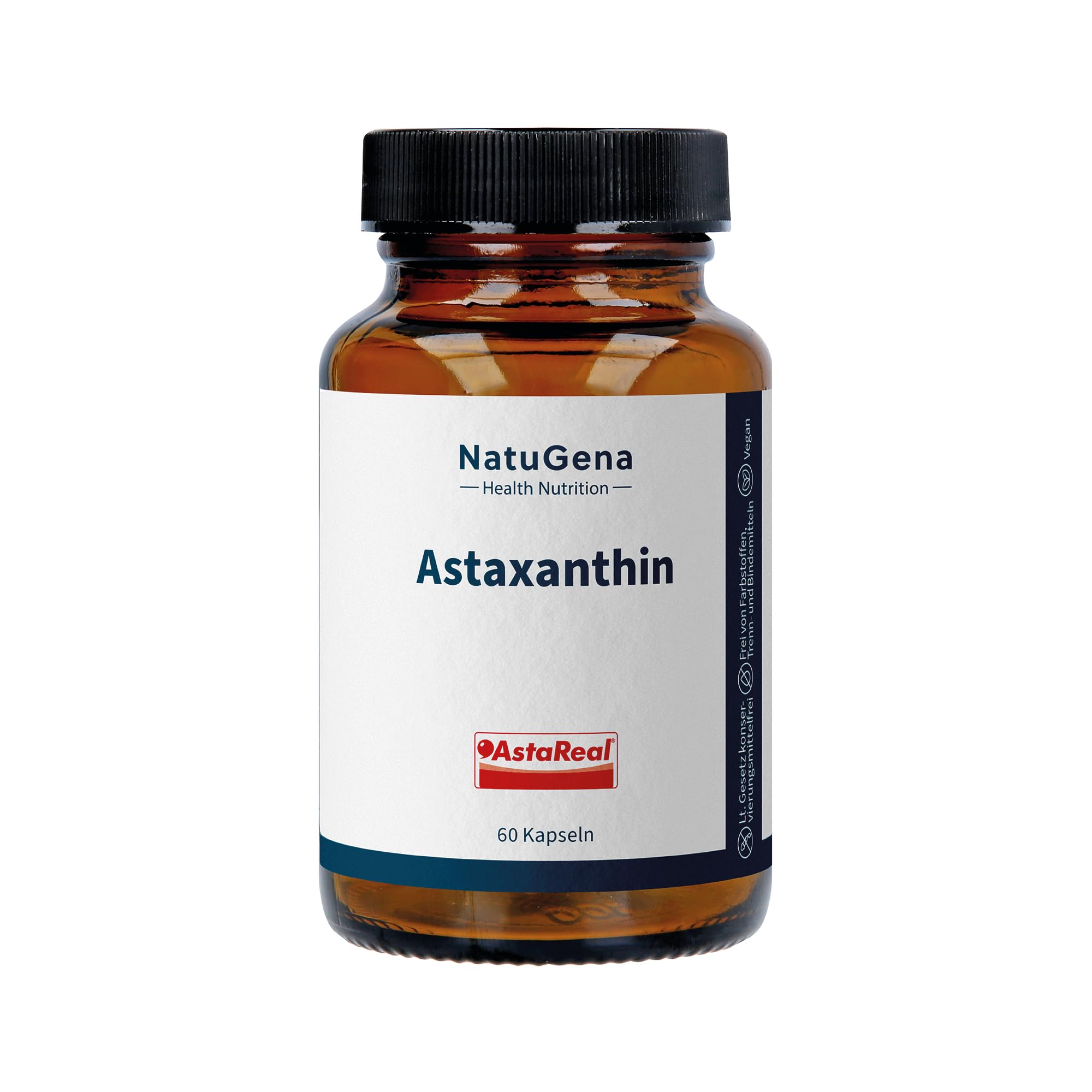 NatuGena Astaxanthin, AstaReal mit MCT-Öl, 4 mg veganes Astaxanthin, Haematococcus Pluvialis, 60 Kapseln (2 Monats Packung)