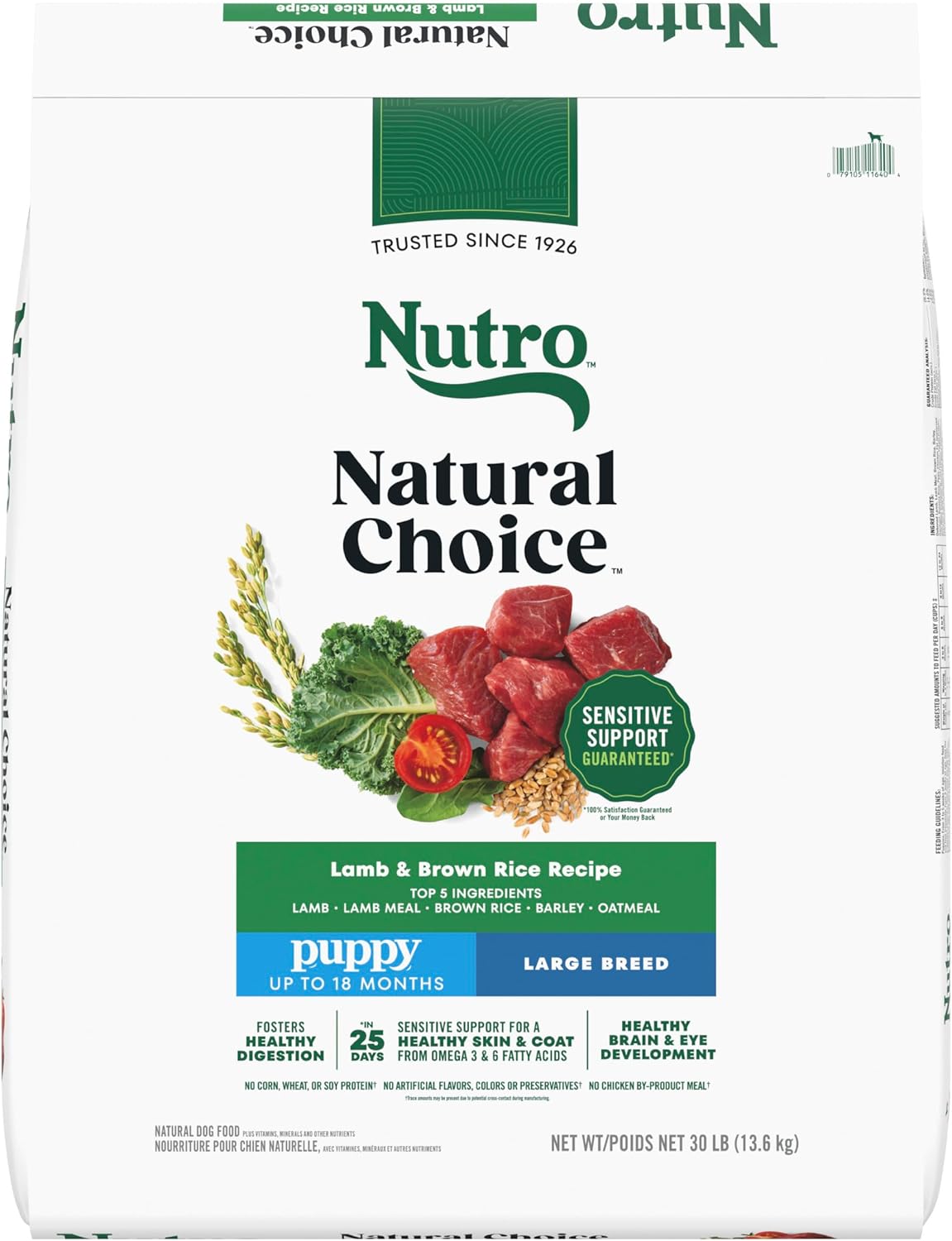 Nutro Natural Choice Dry Dog Food Large Breed, Puppy Food Dry Recipe, Lamb and Brown Rice Recipe, 30 lbs.