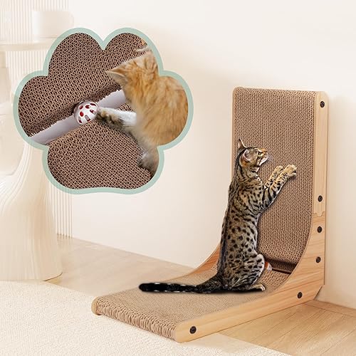 Miniatura 6 de Cartón rascador ovalado para gatos, cuenco para rascar para gatos con un juguete interactivo, rascador para gatos, garra de molienda para interiores