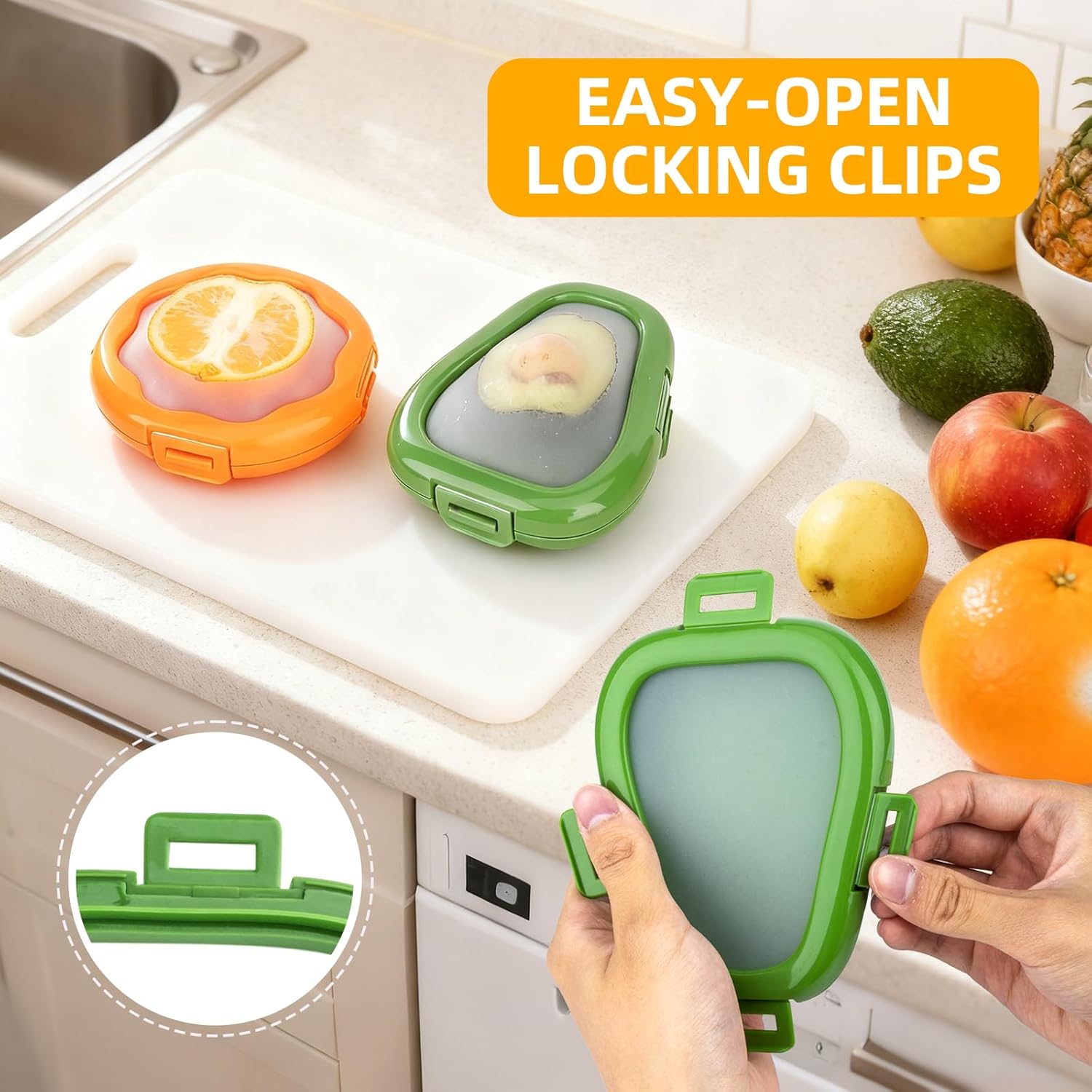 2pc Fruit Storage Containers for Fridge, Avocado Saver and Onion Storage Set, Reusable Silicone Food Storage Containers for Tomatoes, Lemons, and Potatoes (2) - Image 5