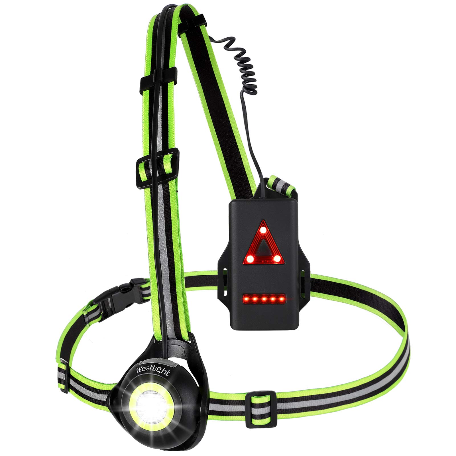 LED Safety Light for Night Runners Jogging Dog Walking Camping, USB Rechargeable Headlight with Adjustable Beam and Reflector, High Visibility Running Gears Accessories