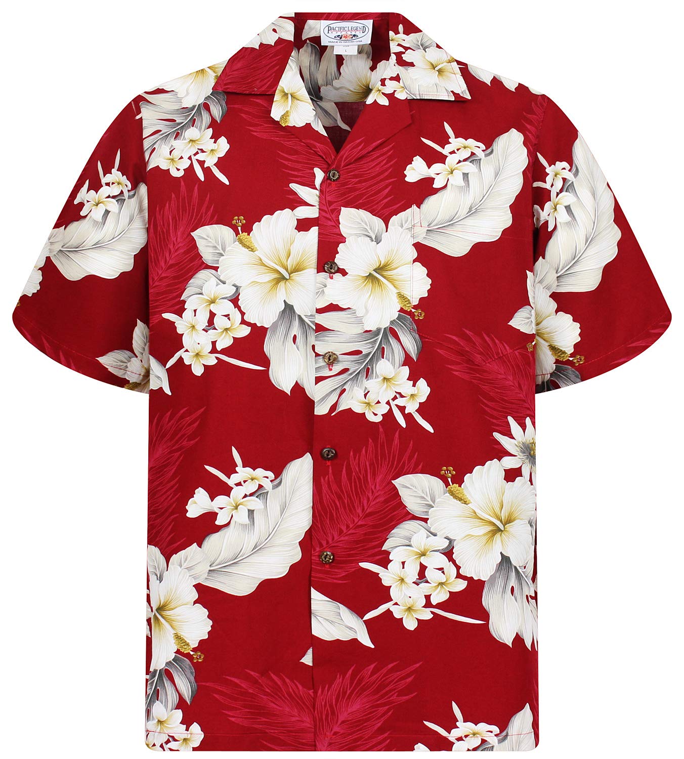 Pacific Legend Originale Camicia-Hawaiana Uomo Manica-Corta Elegante Floreale Enzian Fiori Unisex