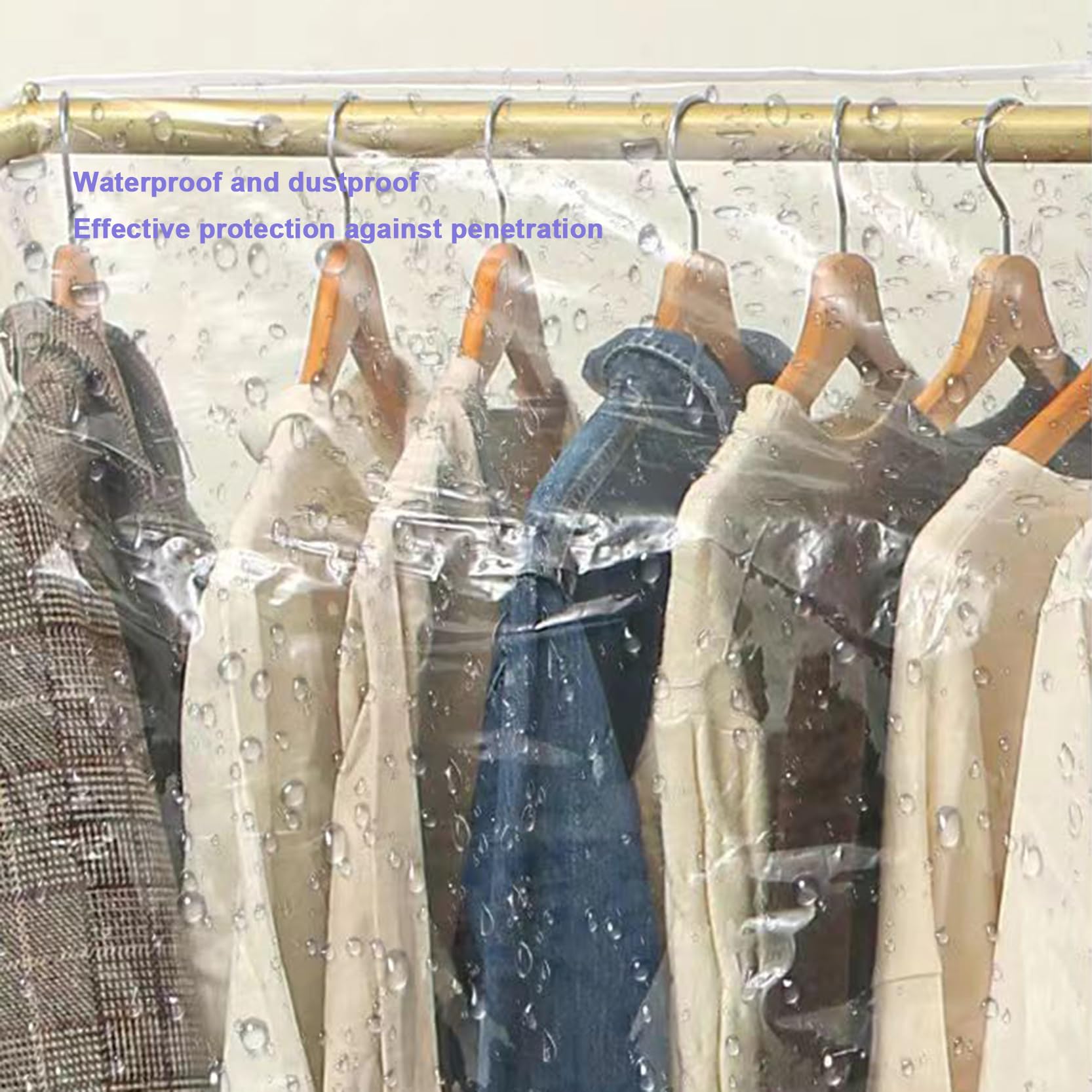 Funda transparente a prueba de polvo para perchero, protector de PEVA para ropa, se adapta a armarios colgantes de 90 x 50 x 150 cm, mantiene la ropa limpia y ordenada
