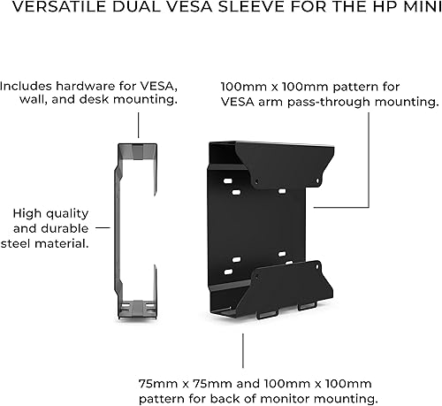 Miniatura 6 de HumanCentric Soporte VESA compatible con HP Desktop Mini, HP ProDesk Mini, HP EliteDesk Mini, reemplaza la funda doble VESA para mini escritorios