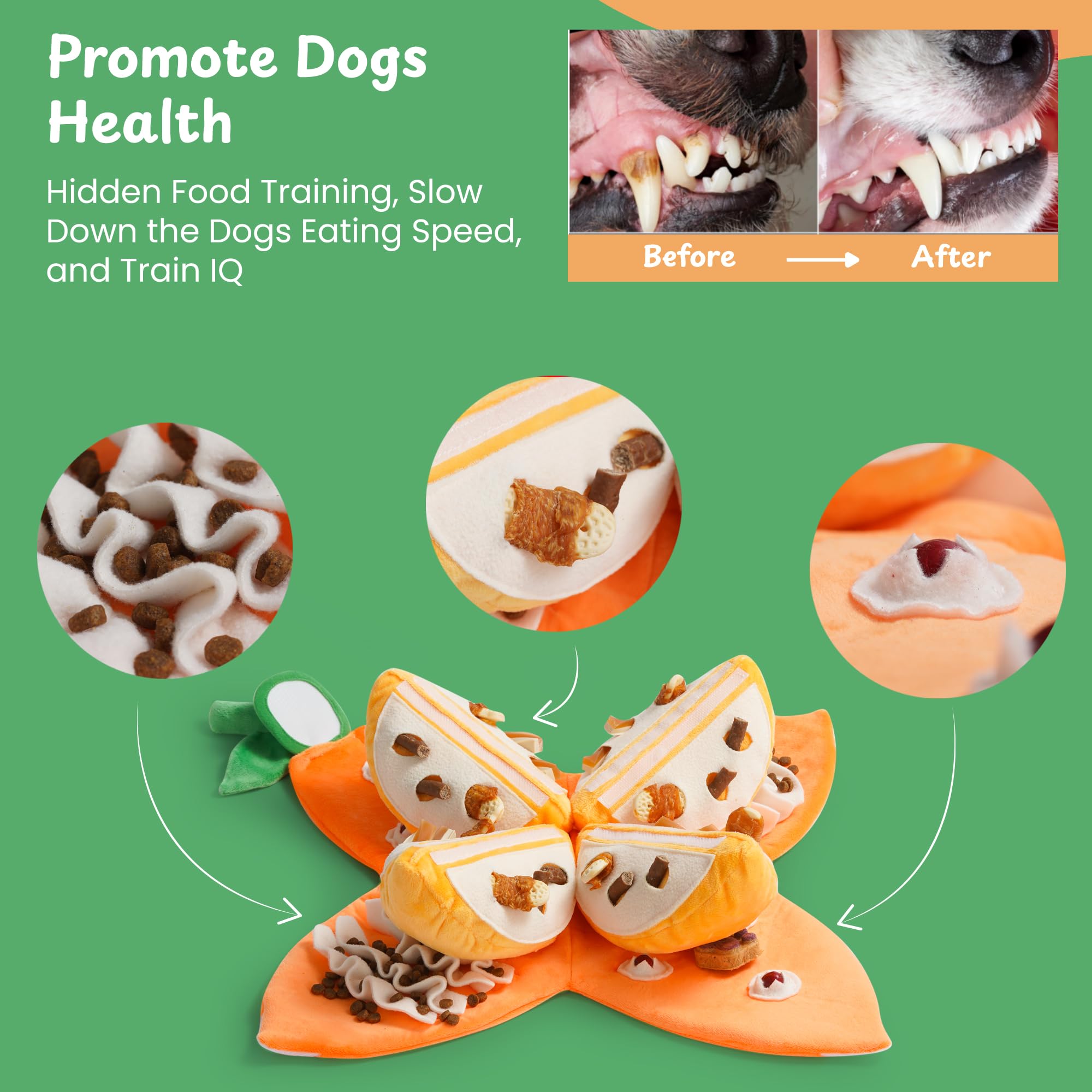 Nocciola Juguete chirriante Interactivo para Perros, 5 en 1, Tema Naranja, Juguete de Peluche de Inteligencia con Rompecabezas para Mantener a los Perros ocupados, Hide and Seek para Perros pequeños