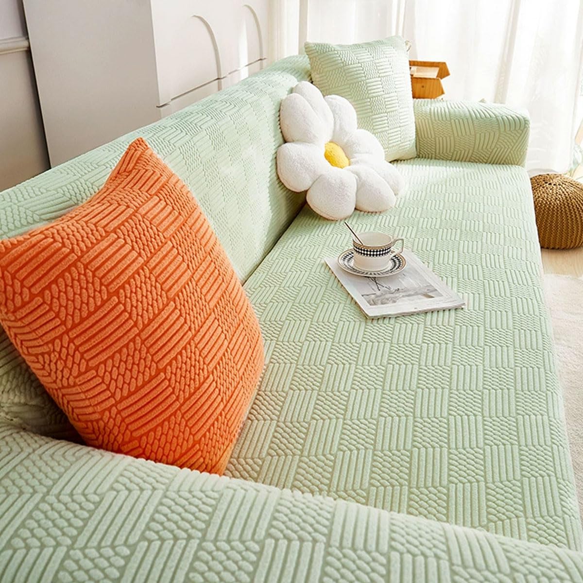 QQWBHJ Sofa Cover Stretch 1 2 3 4 Seater Non Slip Couch Covers Anti Slip Thickened Sofa Slipcovers All-inclusive Sofa Slipcover Polyester Spandex Furniture Protector(Size:1 Seater (90-140cm),Color:T)