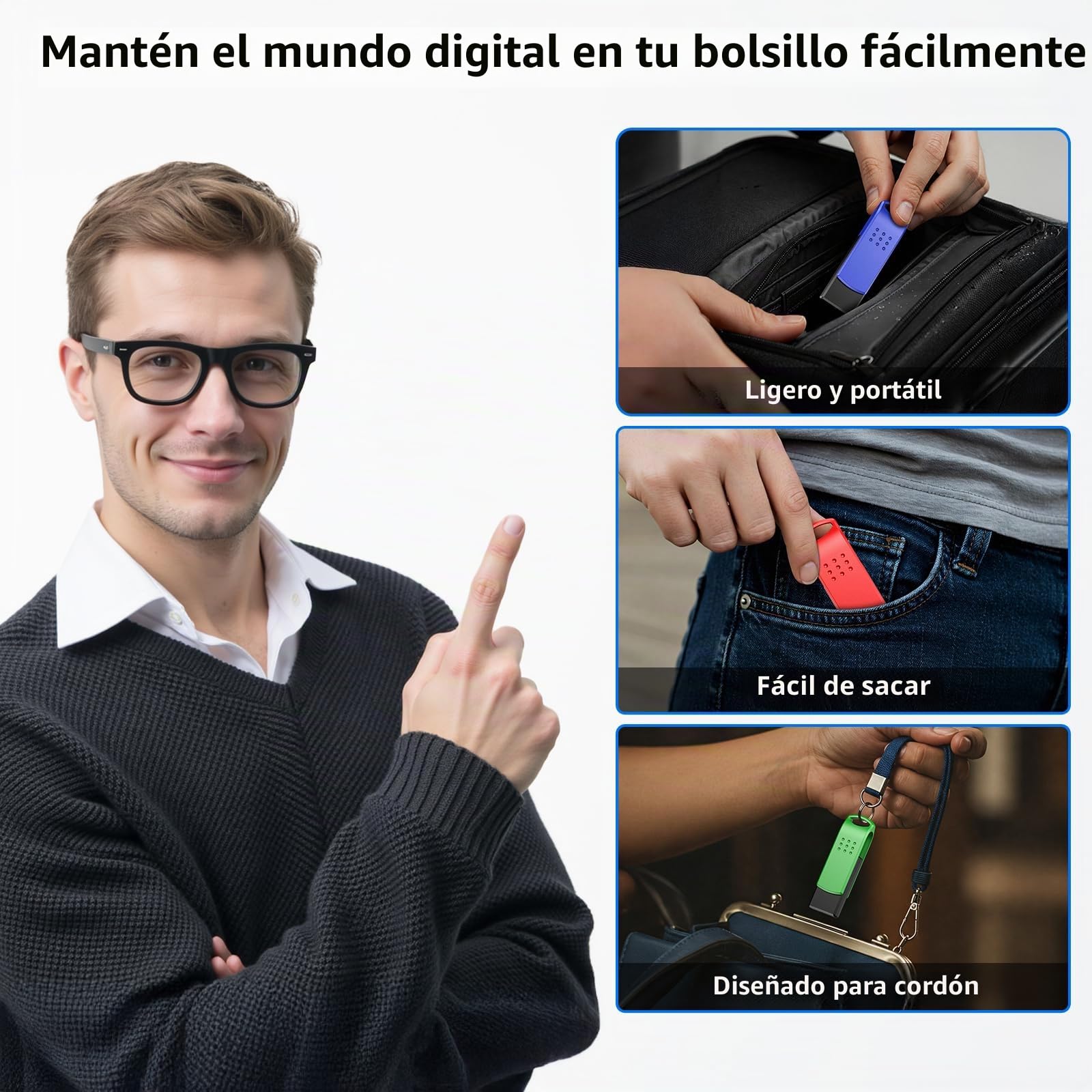 KOOTION Memoria USB 64GB 5 Unidades USB 3.0 Pen Drive Ligero Pequeño y Práctico Lote Pendrive 64GB de 360° con Tapa Metálica Colorido Mini Pendrive para Ordenador/TV/Coche/Player, ect