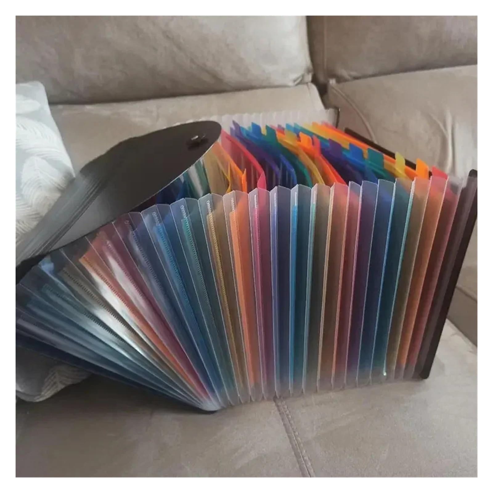 25/13 Bolsillos De Plástico for Colgar Sellado Por Tres Lados Para Oficina | Bolsa de órgano con tapa de cuerda, carpeta multicapa A4, bolsa de almacenamiento de archivos de oficina(Black 25 grids)
