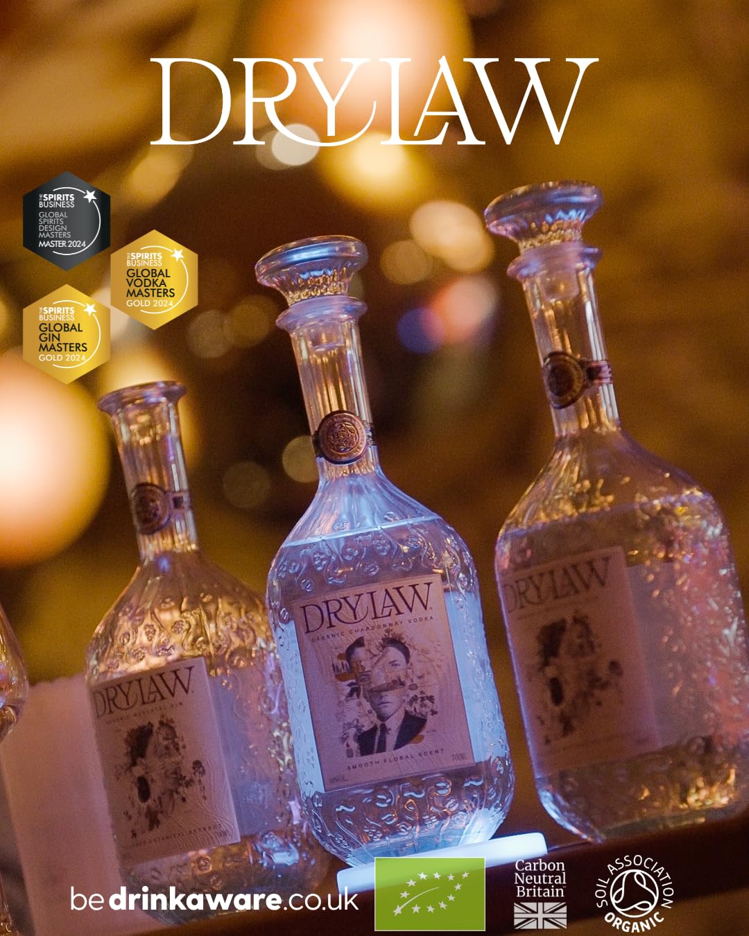 Drylaw Vodka orgánico premium de uvas Chardonnay. Afrutado y floral, con notas de ciruela jugosa, vainilla suave y hierbas frescas. Botella decorativa. Gold en Global Spirits Masters 2024.