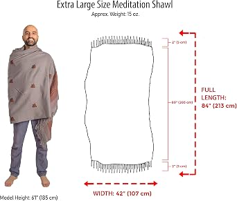 Exotic Vegan Meditation Shawl - Large Unisex Prayer Wrap, Oversize Scarf & Versatile Indian Style Blanket