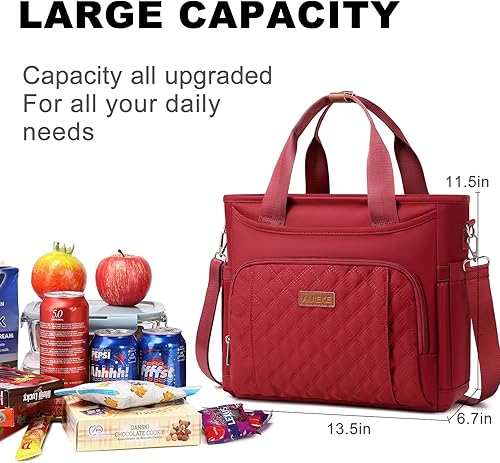 Miniatura 2 de AIJIEKE Lonchera térmica para mujer, lonchera para el trabajo, bolsa enfriadora grande a prueba de fugas con correa extraíble, lonchera reutilizable