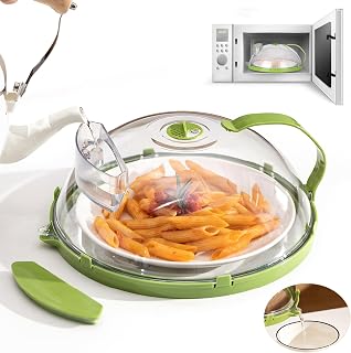 HIHALO Cubierta a Prueba de Salpicaduras para Horno Microondas, 10.3IN | Tapa para Horno Microondas, Cubierta para Alimentos para Microondas, con Tanque de Agua y Asa, Mantiene Los Alimentos Frescos