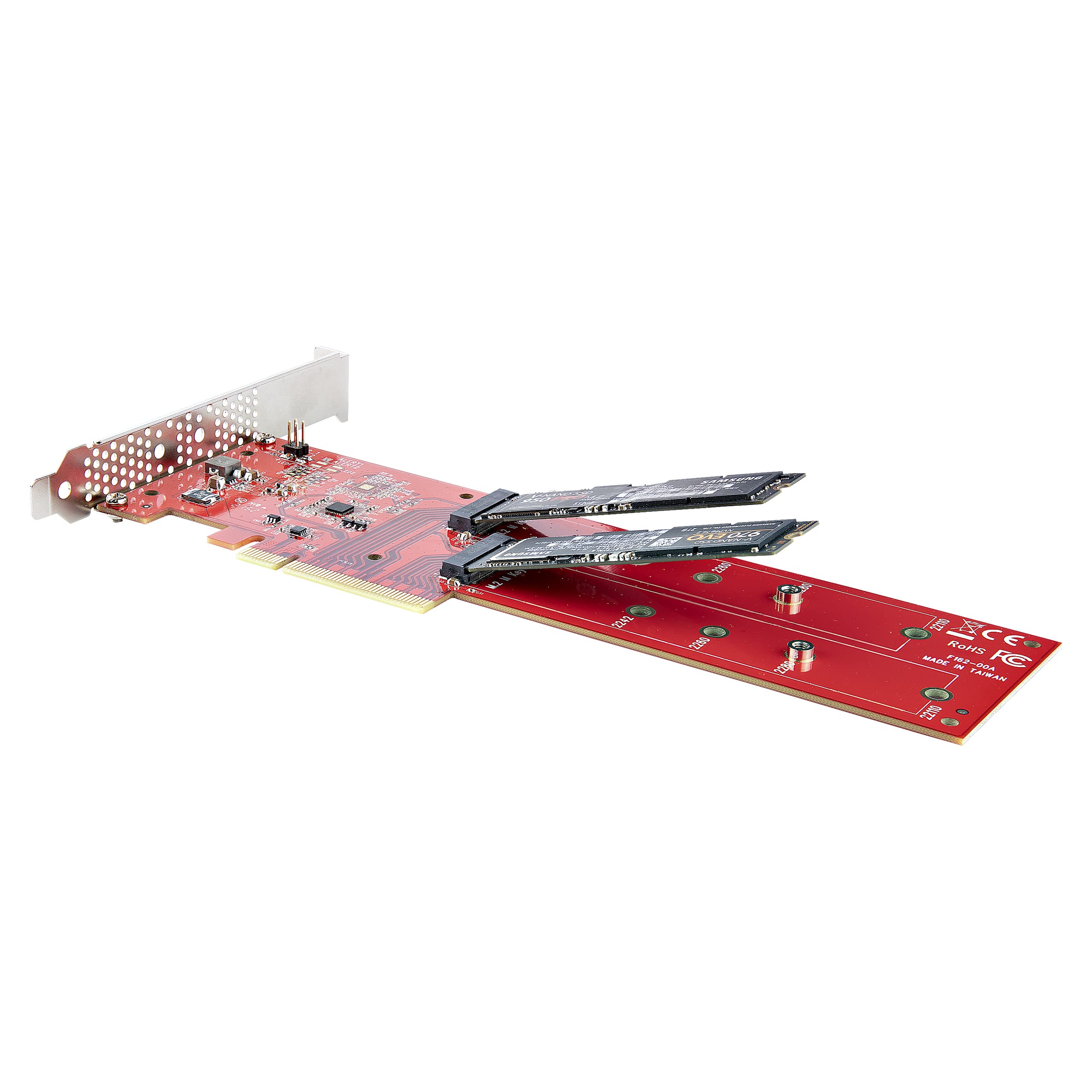 StarTech Tarjeta PCIe Adaptadora para 2 SSDs M.2, PCI Express x8 o x16 a NVMe Doble o SSDs M.2 AHCI, PCI Express 4.0, 7,8Gbps por Unidad con Bifurcación - Windows o Linux (DUAL-M2-PCIE-CARD-B), Rosso