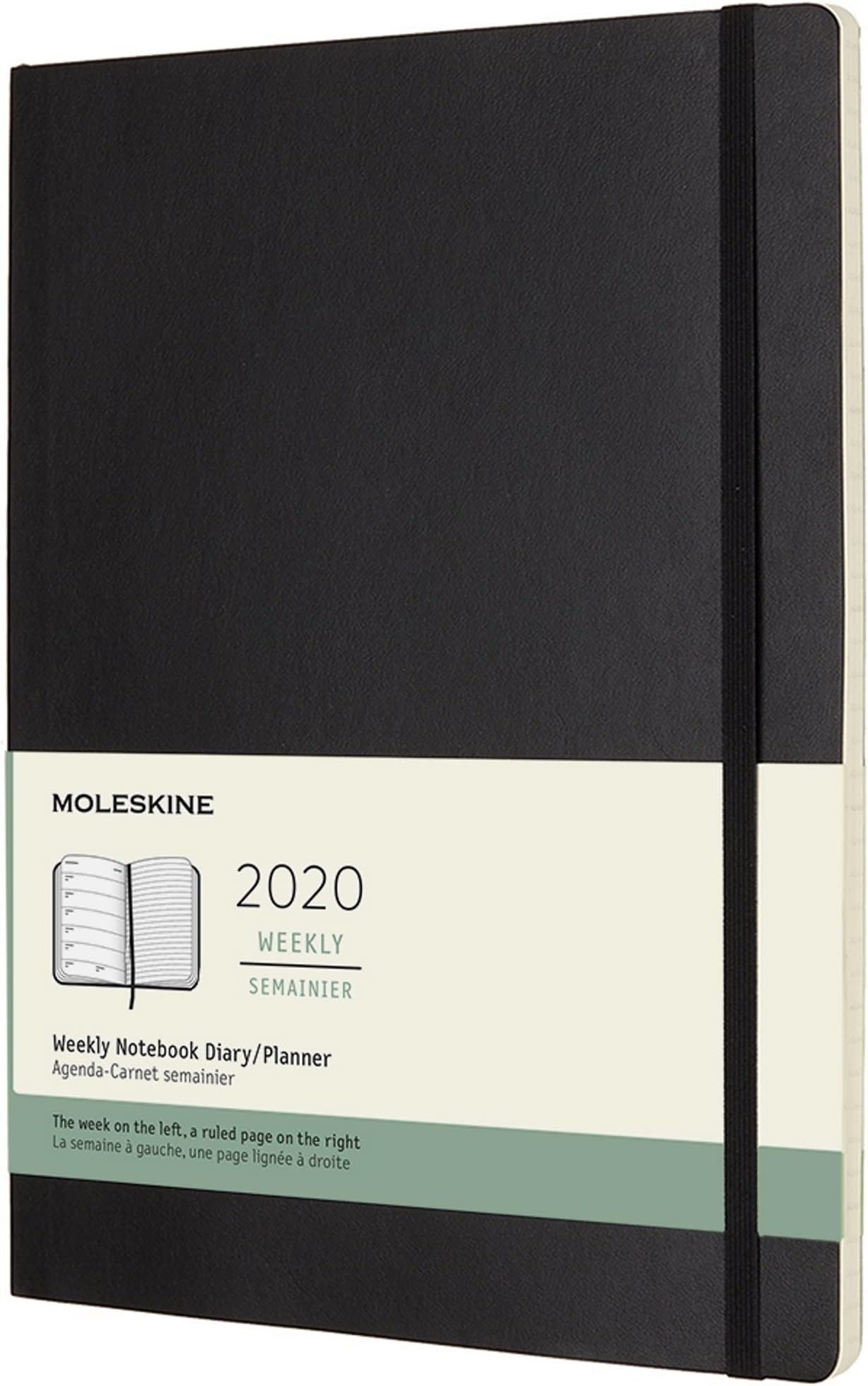 Moleskine Classic 12 Month 2020 Weekly Planner, Soft Cover, XL (7.5" x 9.5") Black (8058647628936)