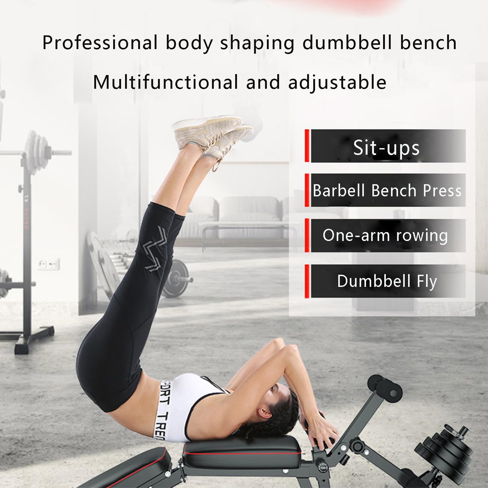 łAwka do Wyciskania, Wielofunkcyjne łAwki Fitness, 5-Poziomowa Regulowana łAwka SiadóW, SkóRzany SprzęT ćWiczeń w Domu, Bezpieczny TrwałY I WygodnyBlack,162X111x48cm