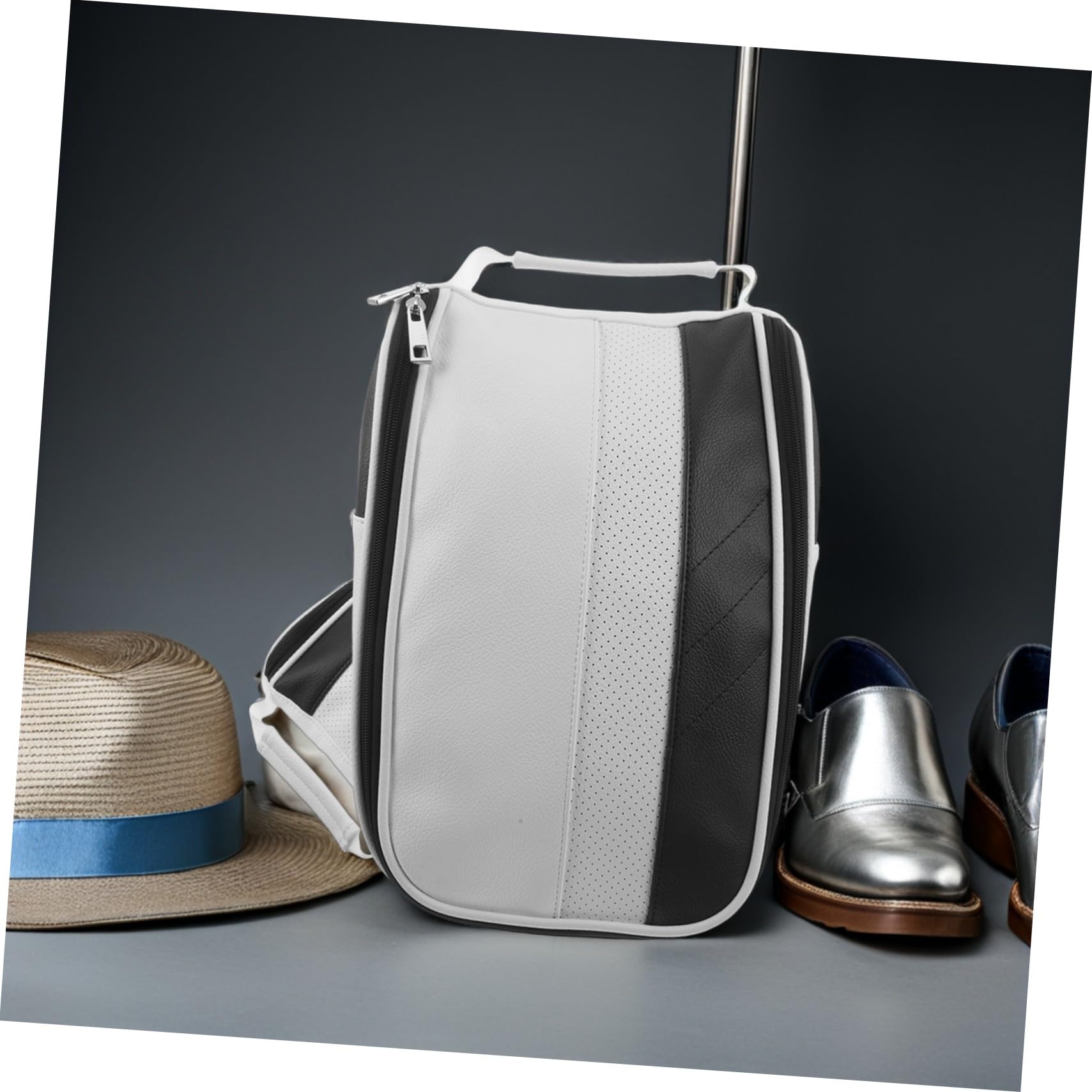 Toyvian Atmungsaktive wasserdichte Golf Schuh Tasche aus Kunstleder mit Reißverschluss Staubdicht Kompakt und Tragbar für Herren Outdoor Sport und Reise Organizer