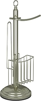 nu Steel TGN15H Free Standing Toilet Paper Holder Stand Bathroom & Newspaper and Magazine Rack for Bathroom, Toilet Tissue Paper Roll Storage,Satin Nickel/Brushed Finish