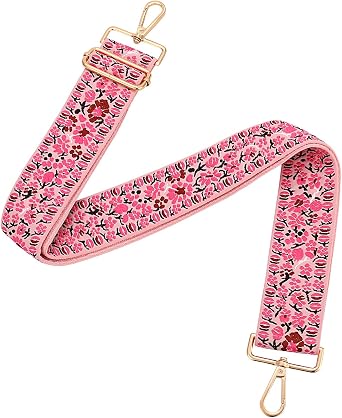Flower Purse Strap Replacement Embroidery Crossbody Shoulder Strap for Handbag Canvas Purse Extender Accessories