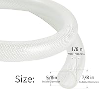 Vista 2 de Tubo de vinilo de plástico de manguera trenzada transparente de 5/8 pulgadas de diámetro interior x 7/8 pulgadas de diámetro exterior de 50 pies