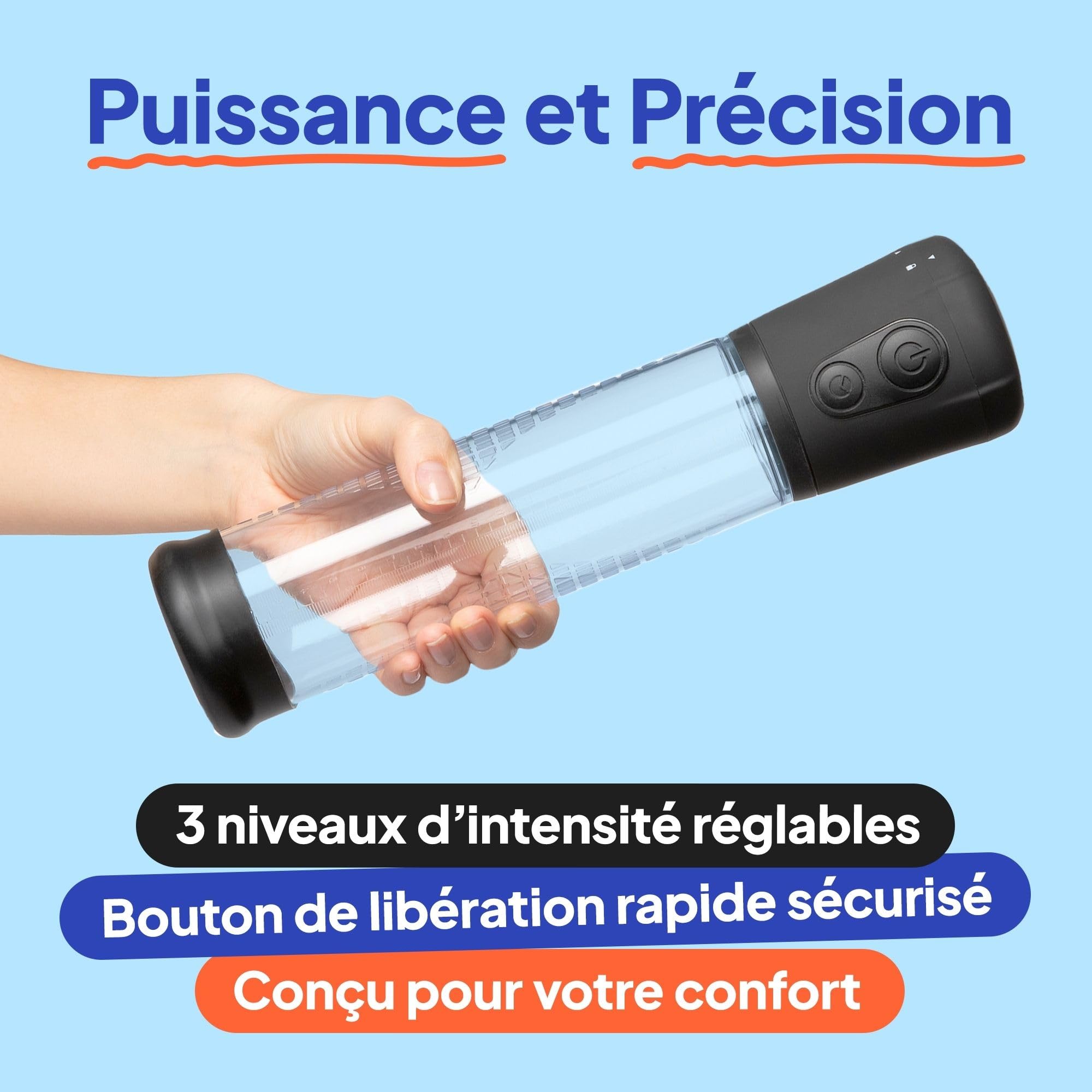 Mr. Membr Pompe à Pénis Électrique - Agrandisseur de Pénis avec 3 Intensités Différentes - Pompe a Penis Pump Sex Homme Pompe Pénis - Agrandir le Pénis Masculin - Agrandir son Pénis