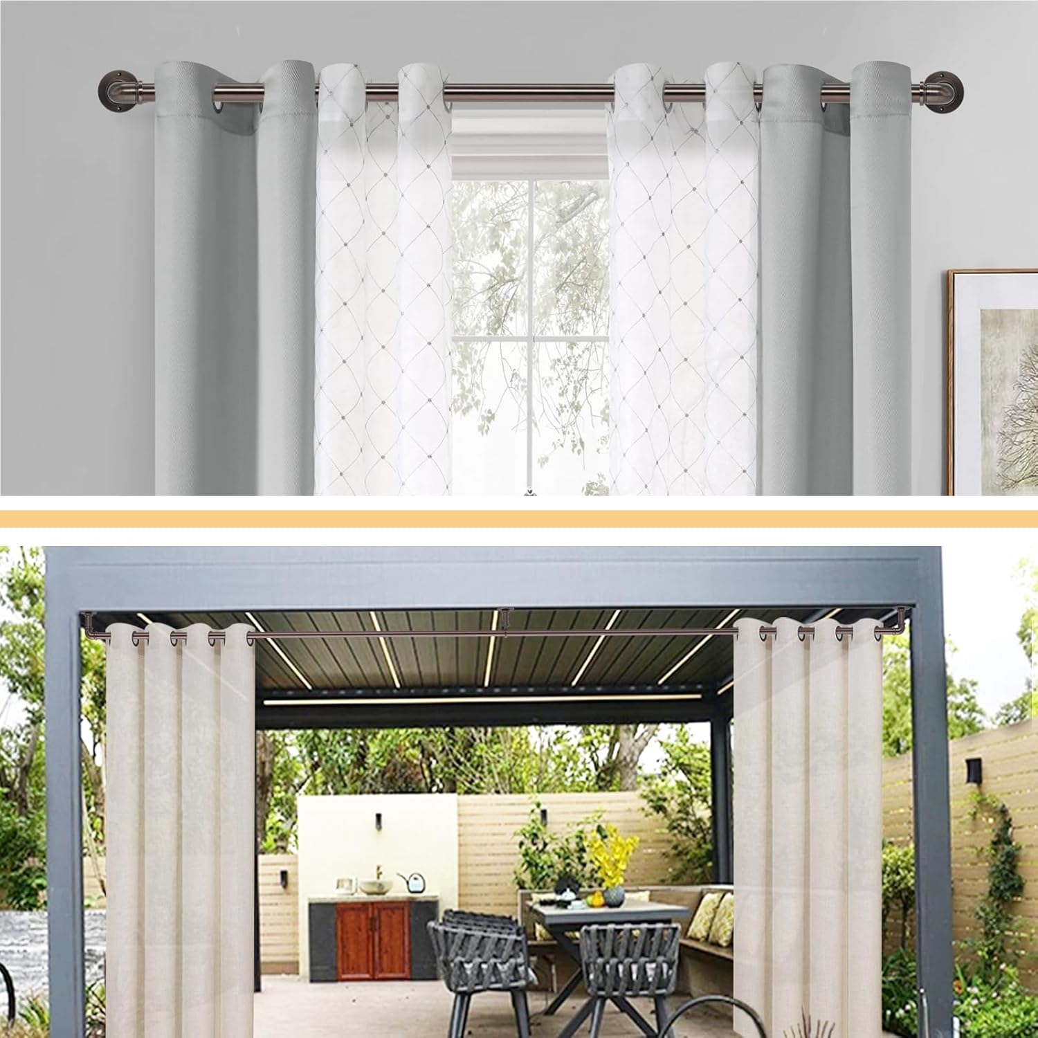 Industrial Curtain Rods 18 to 88 in,Wrap Around Rods, Adjustable Curtain Pole,1 in Diameter Pipe Wall or Ceiling Mounted,for Living Room(Brushed Crimson Black18” to 88”)