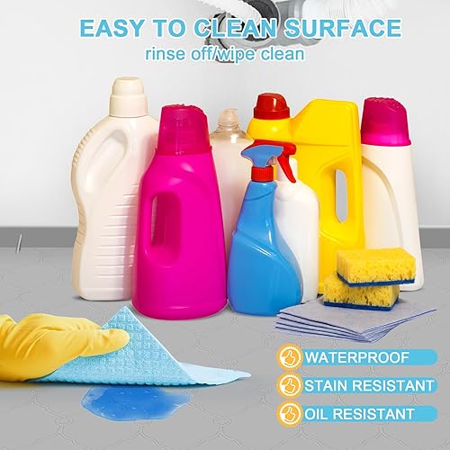 Miniatura 6 de Tapete para debajo del fregadero, 34 x 22 pulgadas, de silicona para debajo del fregadero, impermeable, forro grueso para debajo del fregadero con