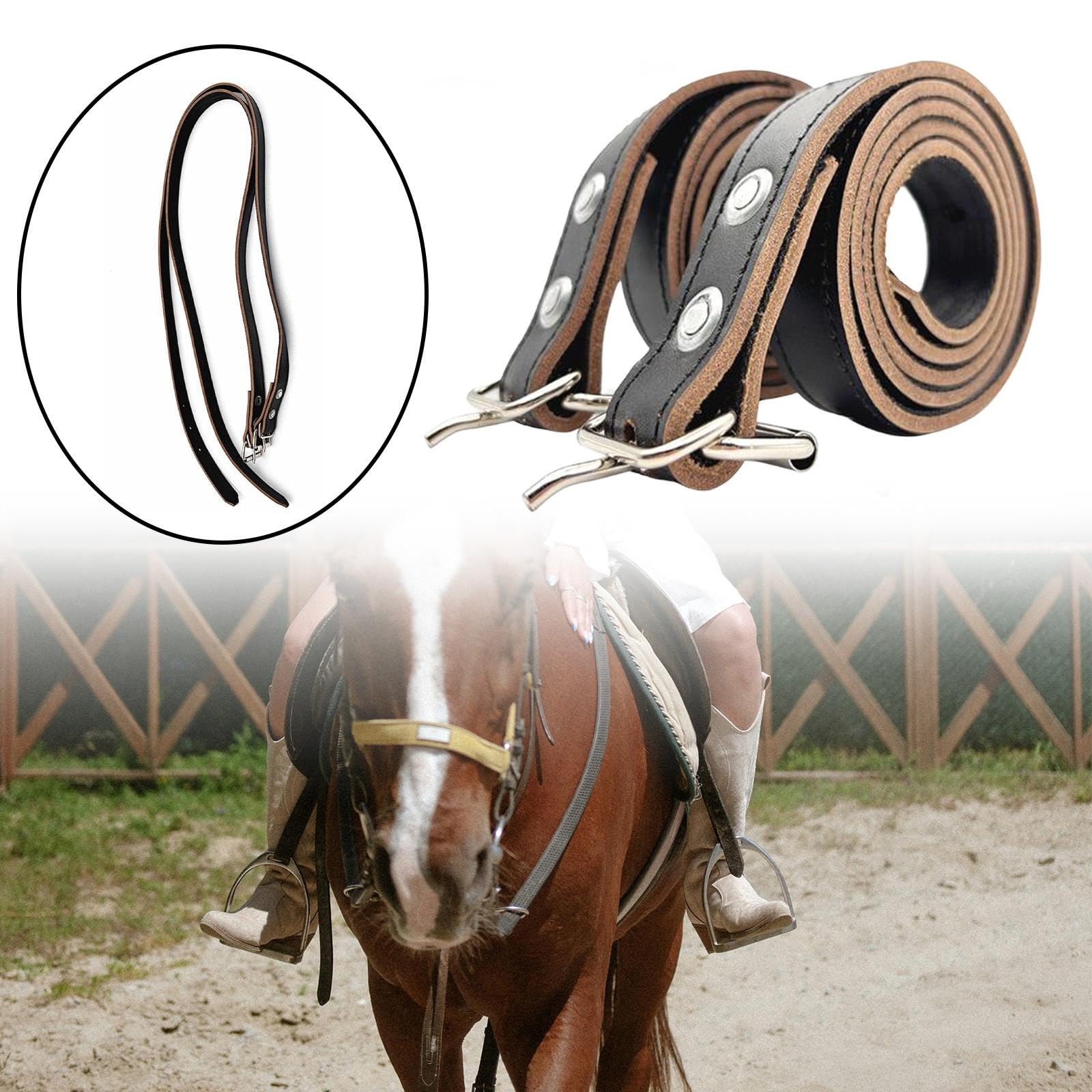 Amagogo 2 étrivières d'équitation Souples, Confortables et Pratiques, de qualité supérieure, réglables et dotées de Boucles pour Une stabilité optimale.