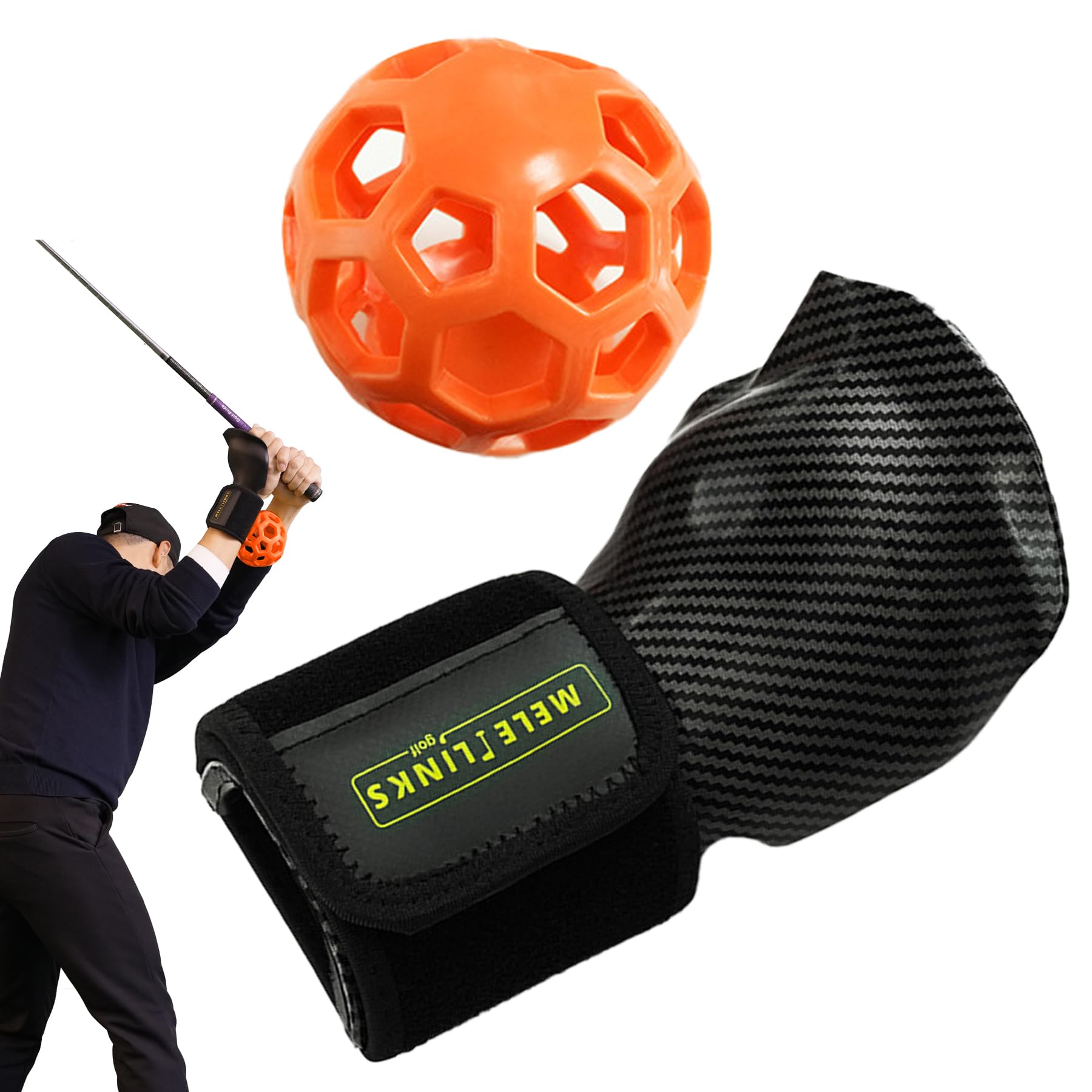MELE LINKS Golf Trainer Ball, Golf Swing Trainer Ball, Golf Wrist Trainer, Golf Swing Posture Corrector, Smart Ball Golf Training Aid for Golfer Beginner Practice pro Swing (Orange)