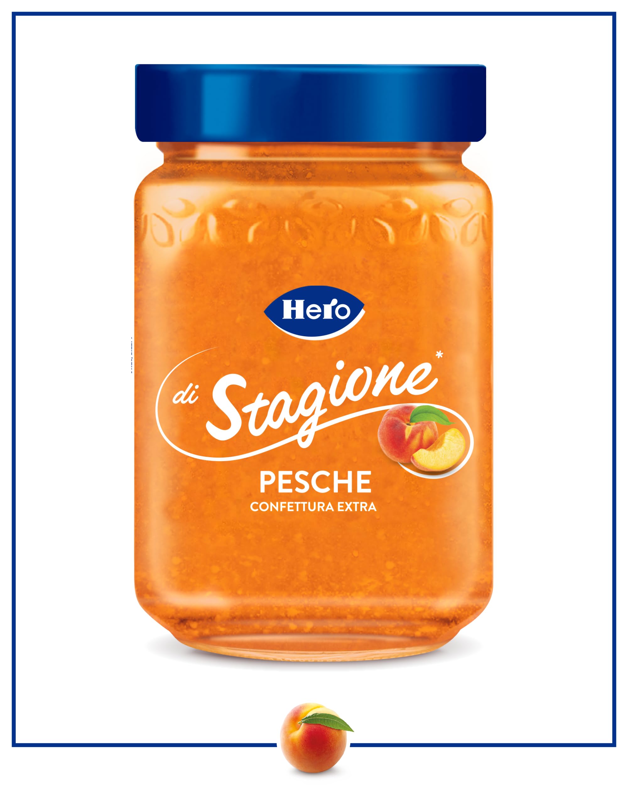 Hero di Stagione, Confettura Pesca, 8 Vasetti da 350 gr, Marmellata con Frutta di Stagione, Frutta di Alta Qualità, Metodo Tradizionale