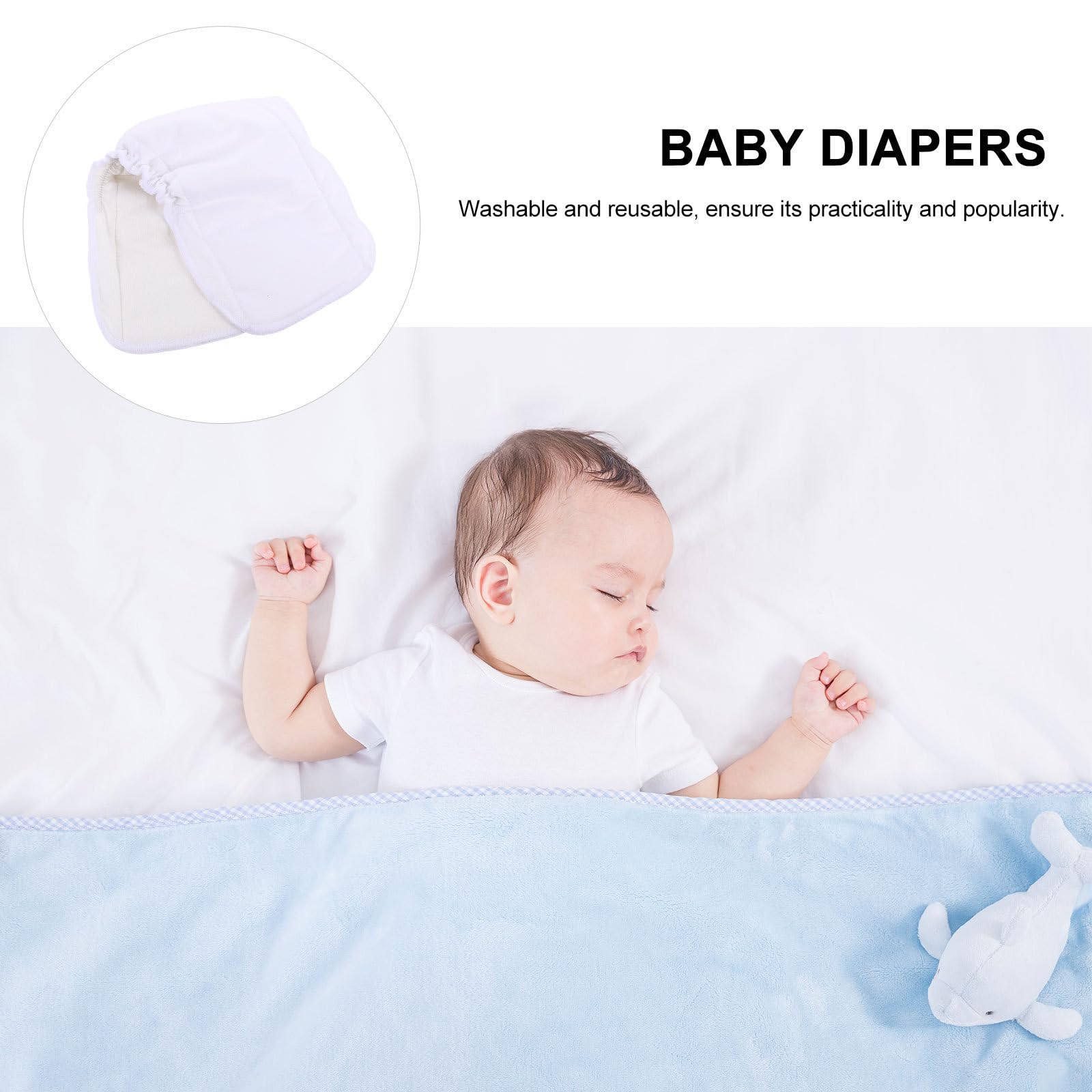 6 Piezas Pañales de Tela Reutilizables para Ñiño Inserto de Fibra de Bambú Blanco, Lavables y Transpirables para Cambiador, Absorbentes y Cómodos