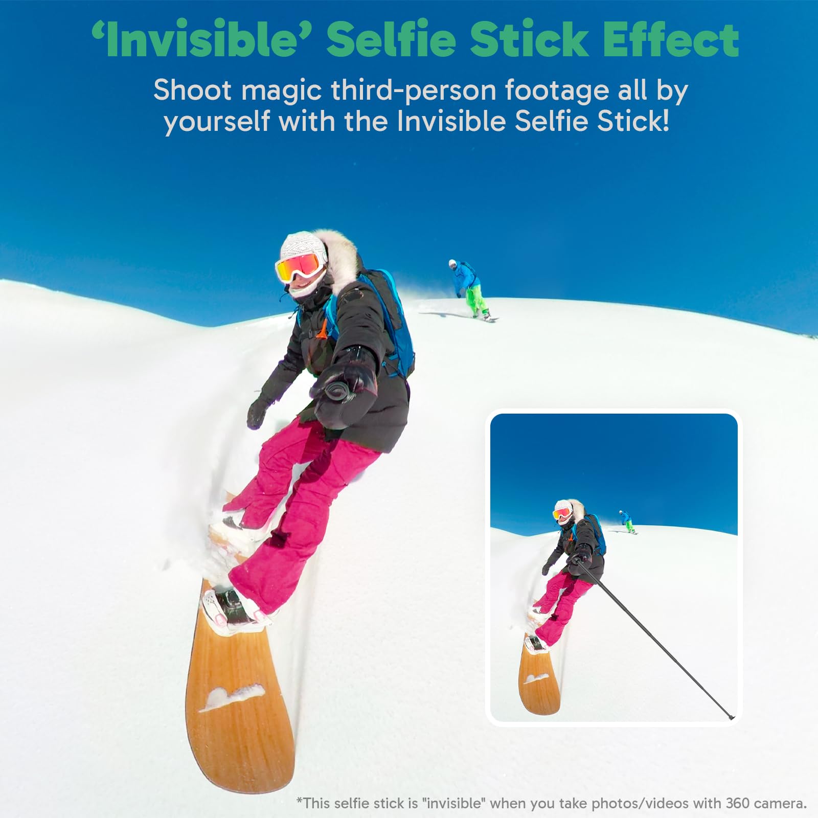 AKASO Palo Selfie con Trípode de 47.2"/120cm con Efecto Invisible | Compatible con AKASO 360, EK7000/EK7000 Pro, Brave 4/Brave 7, V50X Cámara de Acción
