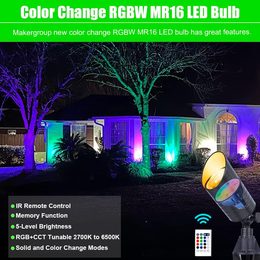 Brass Pond Light LED Underwater and RGBW Color Changing MR16 LED Bulbs