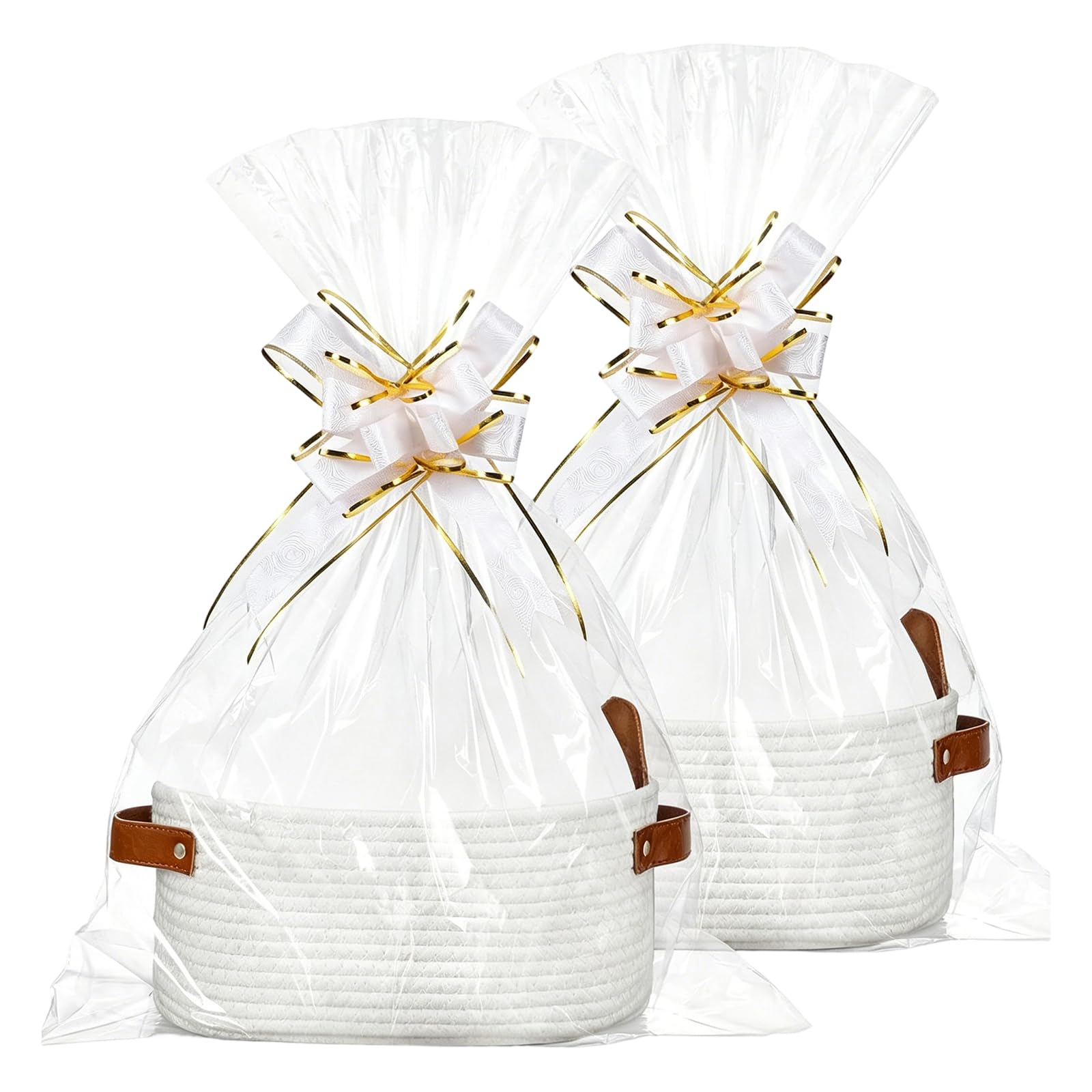 JSGHGDF 2 Pieces Foldable Cotton Rope Storage Bins Modern Decorative Baskets Storage Containers for Nursery and Home Decors Household Box