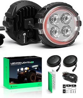 3 Inch LED Working Light & Light Cover 20W 1350LM 6500K Spot Beam Off Road Camper Pod Fog Light Bars for for 4x4 Pickup Truck ATV UTV Dirt Bike Motorcycle Boat Trailer IP67 Waterproof Lamp