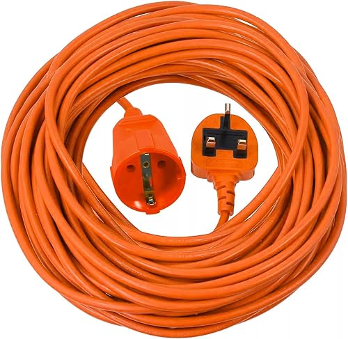 SPARES2GO 20m Extra Long Power Cable UK 3 Pin Plug for Qualcast Lawnmower Trimmer Strimmer