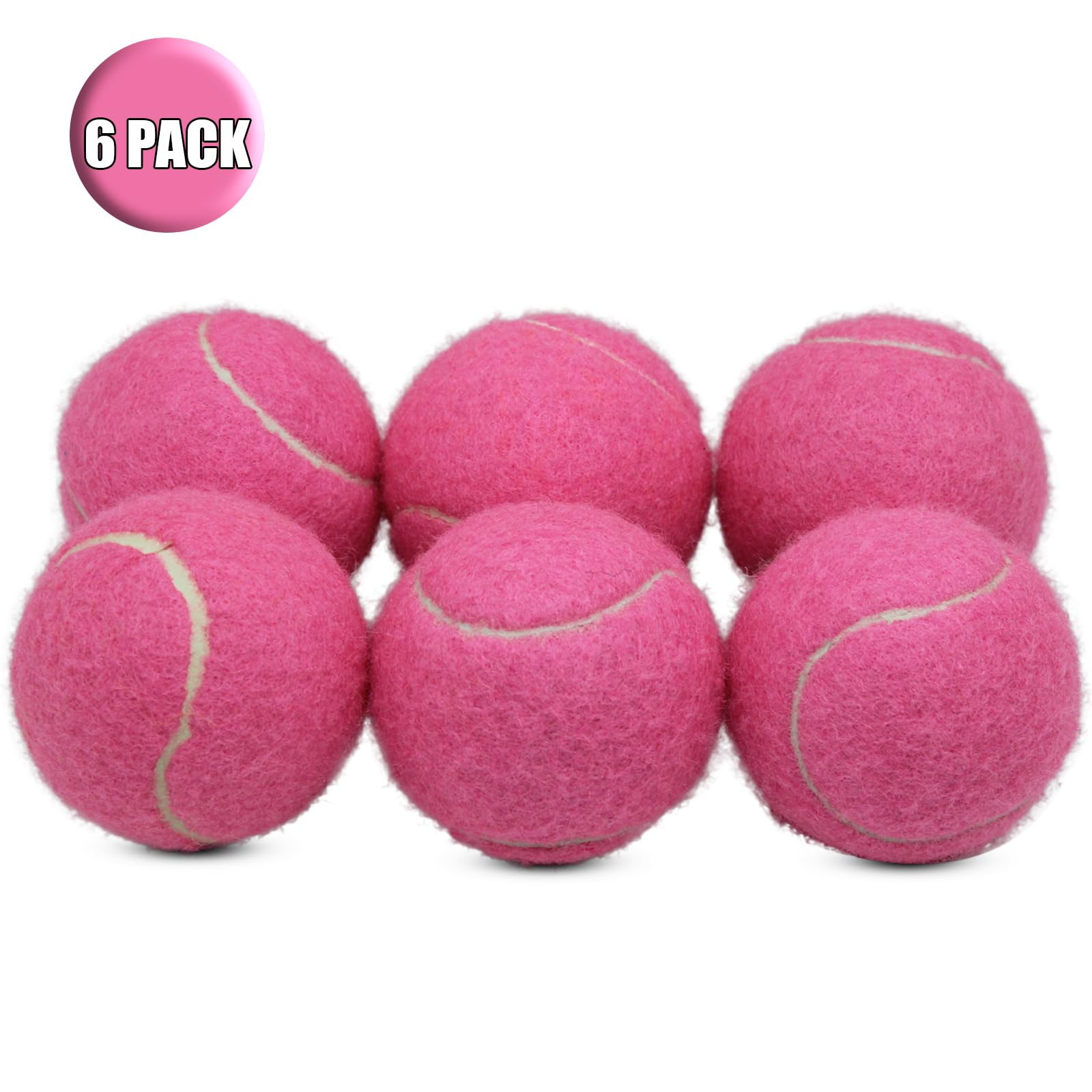 SHYUJAJIE Tennis Balls, 6 Pack Training Tennis Balls,High Elasticity Practice Tennis for Beginner, Exercise Playing Balls for Pet Dog (Pink)