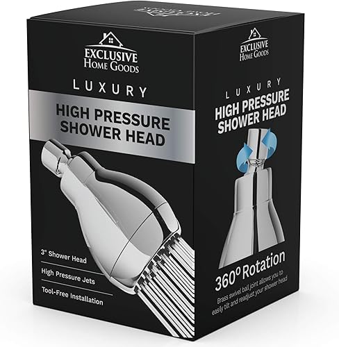 Miniatura 8 de Cabezal de ducha de alta presión, cromado, potente cabezal de ducha de baño de lujo con fuerte flujo de pulverización y pequeñas boquillas de