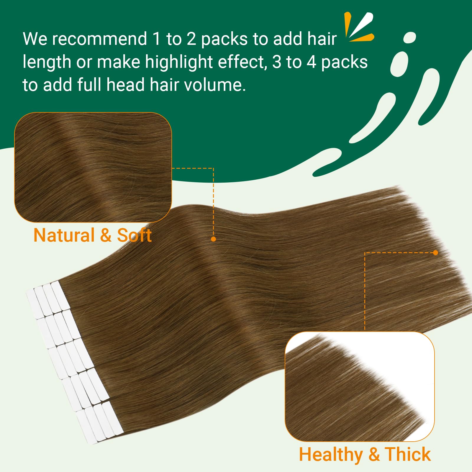 Easyouth Tape in Human Hair Extensions Brown Human Hair Tape ins Extensions Dark Brown Tapes in Hair Extension Real Human Hair Silky Straight 18Inch 40g 20Pcs #4 - Image 4