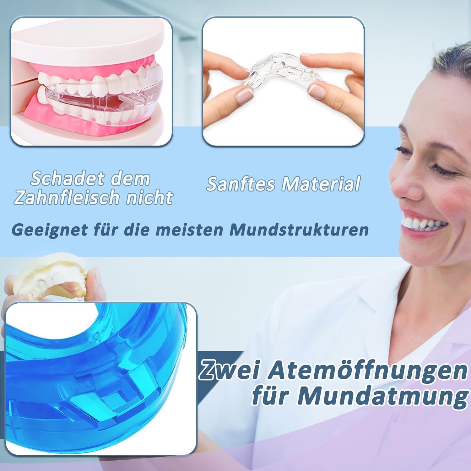 Anti Schnarch Schnarchstopper- Anti Snoring Schnarchschiene-2 Stück Effektiv Snoring Stopper gegen schnarchen Mehrzweck Schnarchen Verhindern für Männer und Frauen(Gebrauchsfertig-Blau)