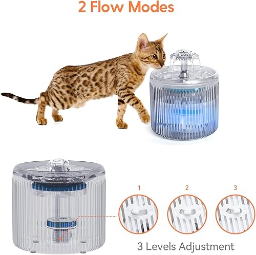 Miniatura 5 de Fuente de agua para gatos con luz LED  Fuente de agua No Pawblems ultra silenciosa para mascotas de 88 oz2.6 L con 2 modos de flujo, dispensador de