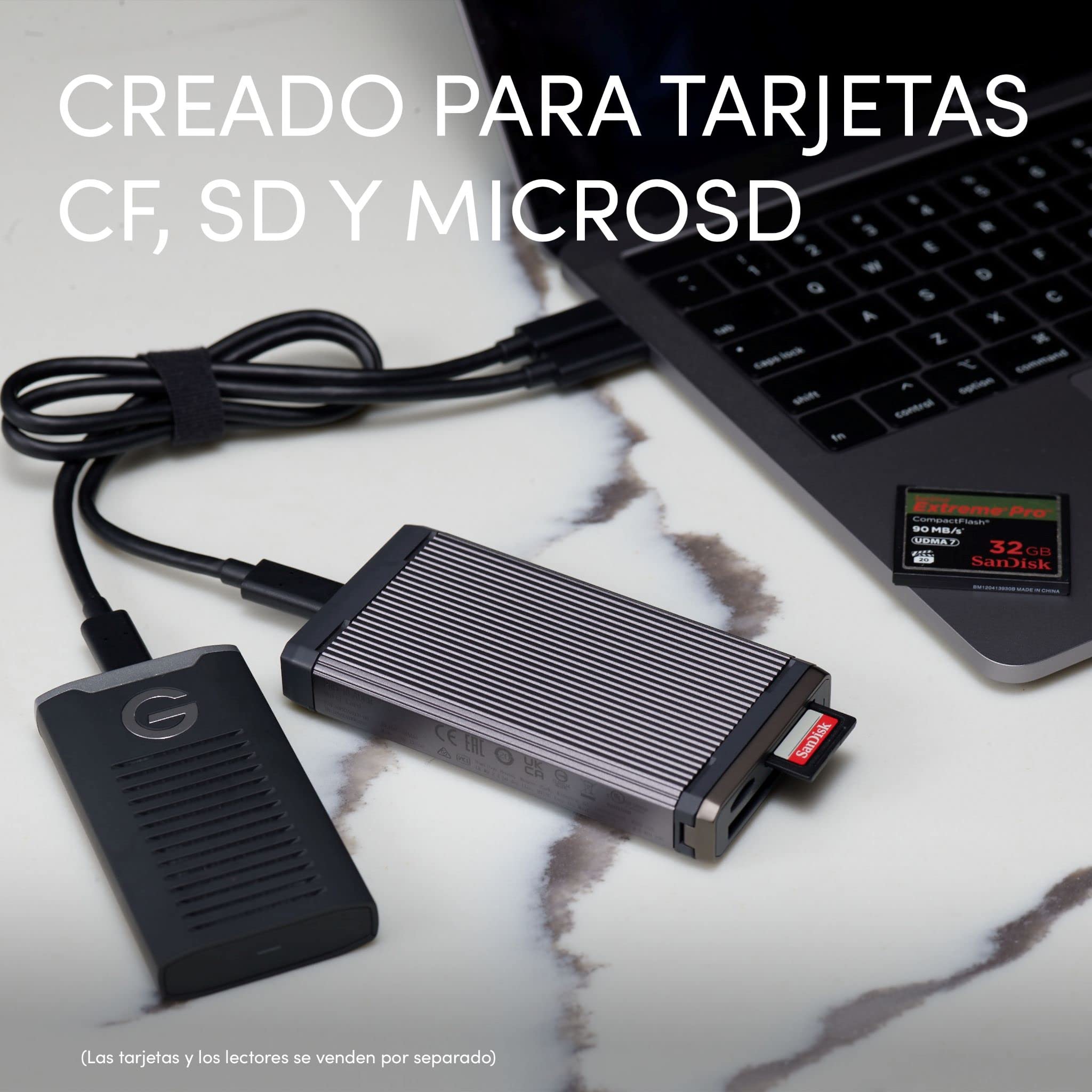 ProReader SanDisk Professional Accessory - Tarjeta de Lectura usb 3.2 gen 1 para Lector de Tarjetas MicroSD | Compatible con Cf, UHS-I y Ii SD y Microsd, 5 GB por S, incluye cable USB-C de 0,5 m, compatible con Mac y Windows