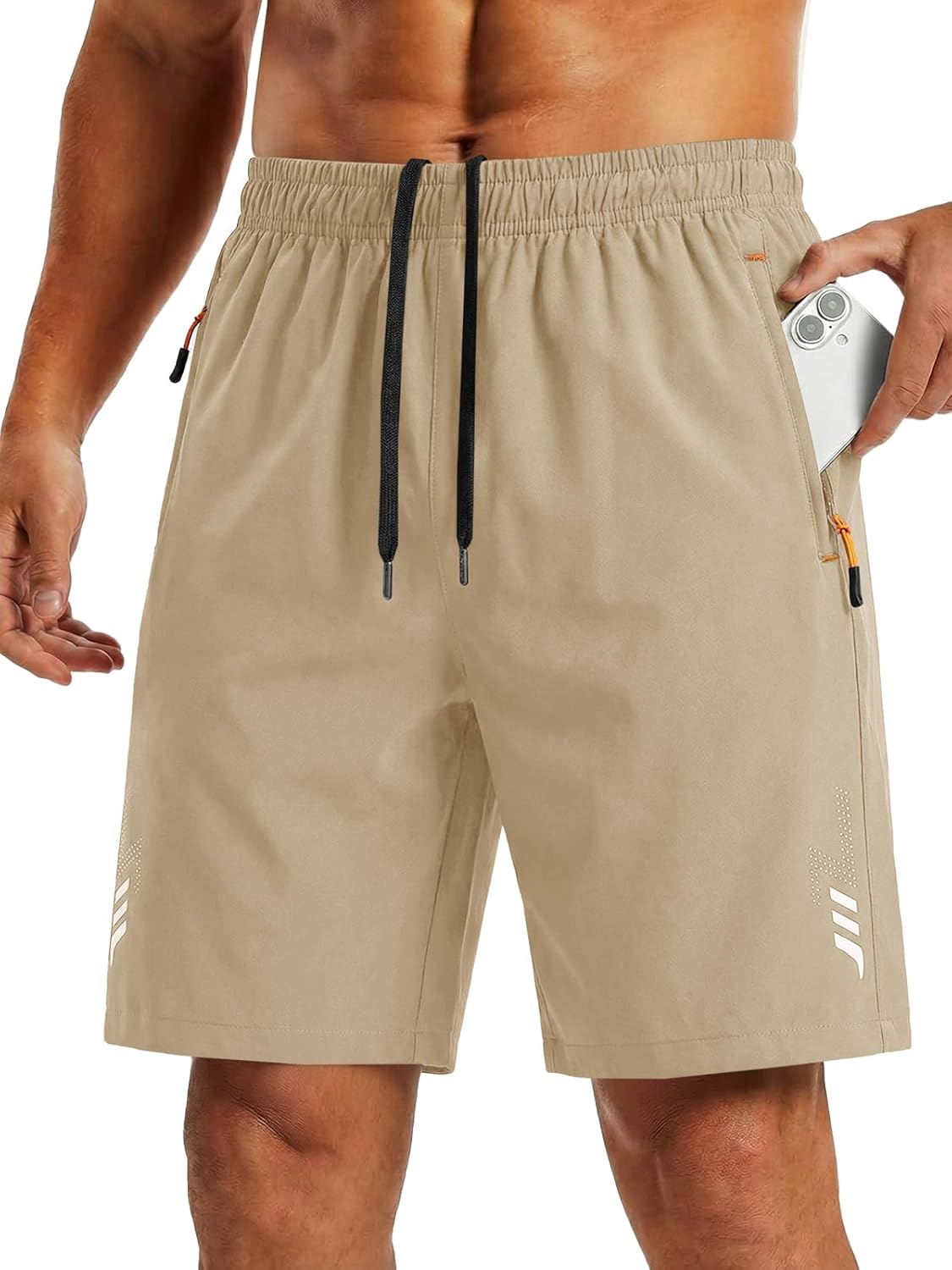 Mens Athletic Shorts Quick Dry Lightweight Workout Shorts Summer Casual Exercise Short with Zipper Pockets
